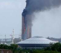 Пожар в небоскребе Транспорт Тауэр в Астане. 2006